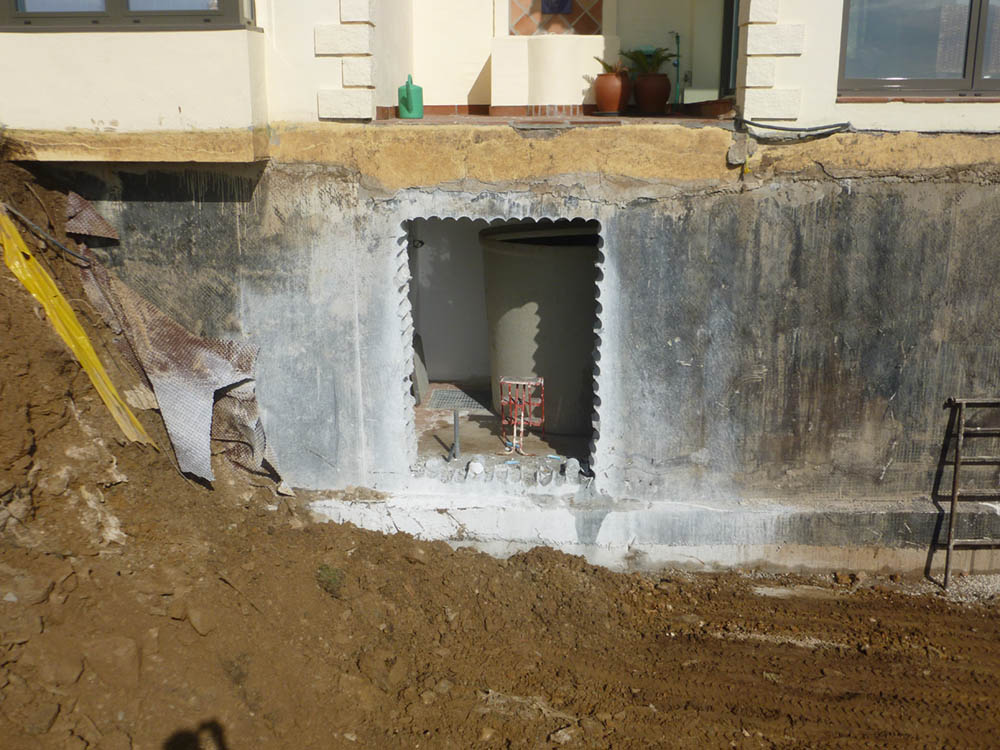 building of the pump room for outdoor pool