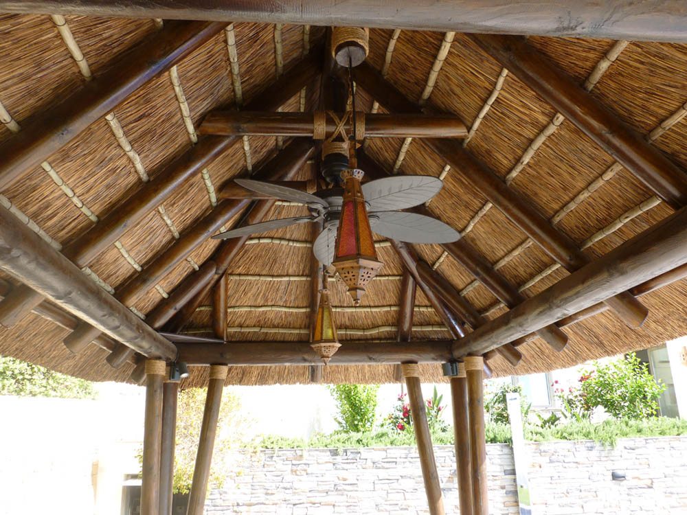 pergola with roof fan