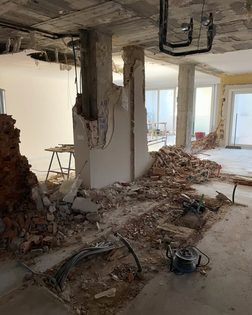 Interior wall being knocked down